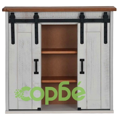 Висящ шкаф HALDEN 2 плъзгащи се врати Бял 75x22,5x70 cm Бор ➤ топ цена ➤ sorbe.bg