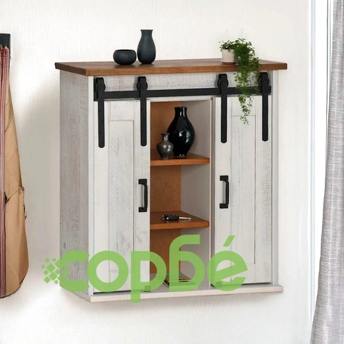 Висящ шкаф HALDEN 2 плъзгащи се врати Бял 75x22,5x70 cm Бор ➤ топ цена ➤ sorbe.bg