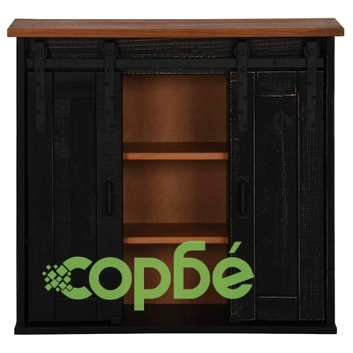 Висящ шкаф HALDEN 2 плъзгащи се врати черен 75x22,5x70 cm бор ➤ топ цена ➤ sorbe.bg