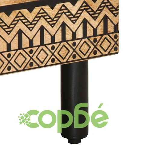 Нощно шкафче, черно, 40x33x46 см, масивно грубо дърво манго ➤ топ цена ➤ sorbe.bg