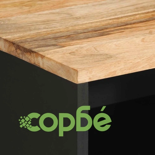 Нощно шкафче, черен, 50x33x62 см, масивно грубо дърво манго ➤ топ цена ➤ sorbe.bg