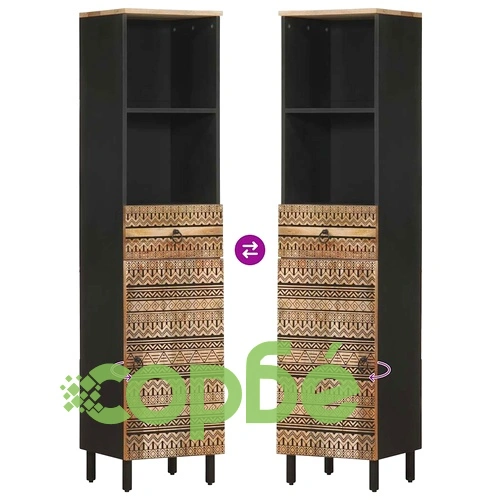 Шкаф за баня, 38x33,5x160 см, масивно мангово дърво ➤ топ цена ➤ sorbe.bg