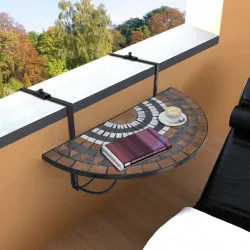 Висяща балконска маса, теракота и бяло, мозайка
