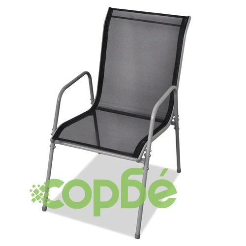 Стифиращи градински столове, 6 бр, стомана и Textilene, черни ➤ топ цена ➤ sorbe.bg