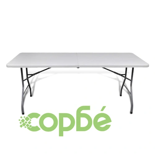 Сгъваема градинска маса, бяла, 182x75x74 см, HDPE ➤ топ цена ➤ sorbe.bg