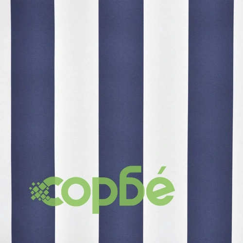 Ръчно прибиращ се сенник, 350 см, синьо и бяло ➤ топ цена ➤ sorbe.bg