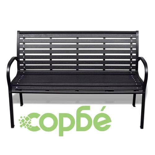 Градинска пейка, 125 см, стомана и WPC, черна ➤ топ цена ➤ sorbe.bg