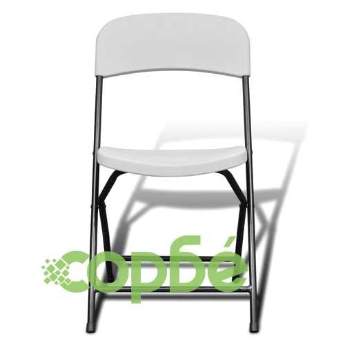 Сгъваеми градински столове, 4 бр, HDPE, бели ➤ топ цена ➤ sorbe.bg