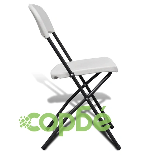Сгъваеми градински столове, 4 бр, HDPE, бели ➤ топ цена ➤ sorbe.bg