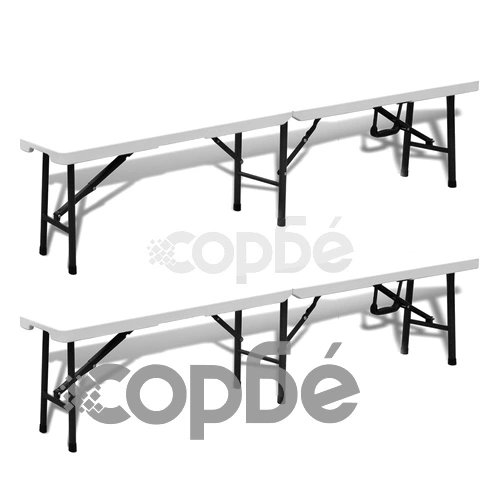 Сгъваеми градински пейки, 2 бр, 180 см, HDPE, бели ➤ топ цена ➤ sorbe.bg