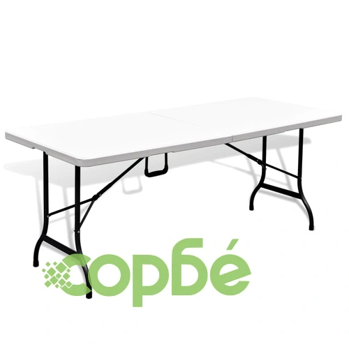 Сгъваема маса за бира с 2 пейки, 180 см, HDPE, бяла ➤ топ цена ➤ sorbe.bg
