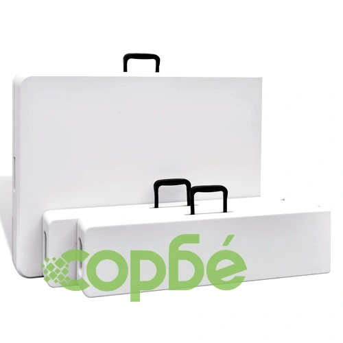 Сгъваема маса за бира с 2 пейки, 180 см, HDPE, бяла ➤ топ цена ➤ sorbe.bg