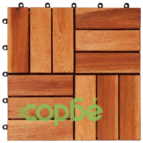 Декинг плочки, акациево дърво, 30 x 30 см - 10 броя ➤ топ цена ➤ sorbe.bg