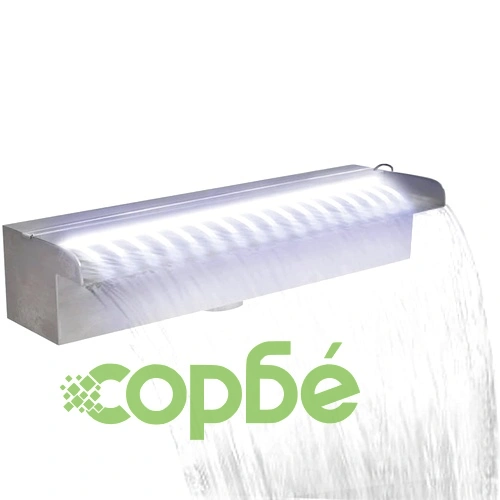 Правоъгълен фонтан за басейн, LED, неръждаема стомана, 45 см ➤ топ цена ➤ sorbe.bg
