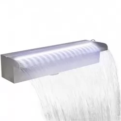 Правоъгълен фонтан за басейн, LED, неръждаема стомана, 45 см