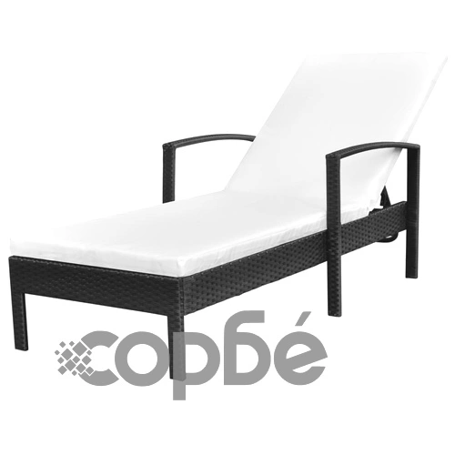 Шезлонг с шалте, полиратан, черен ➤ топ цена ➤ sorbe.bg