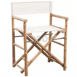 Сгъваем режисьорски стол, 2 бр, бамбук и плат