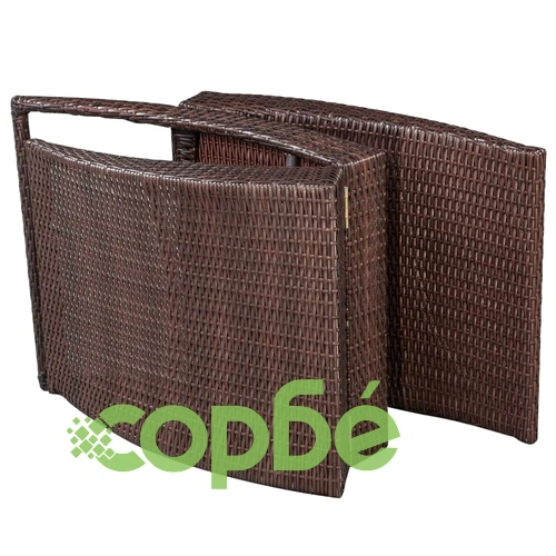Сгъваем шезлонг с шалте, полиратан, кафяв ➤ топ цена ➤ sorbe.bg