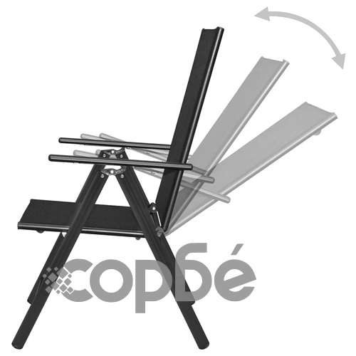 Сгъваеми градински столове, 2 бр, алуминий и Textilene, черни ➤ топ цена ➤ sorbe.bg