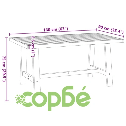 Трапезна маса NOAIN с А-образни крака 160x90x75 cm ➤ топ цена ➤ sorbe.bg