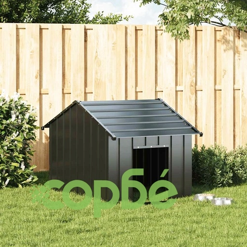 Къща за кучета с покрив 83x130x85 cm Поцинкована стомана ➤ топ цена ➤ sorbe.bg