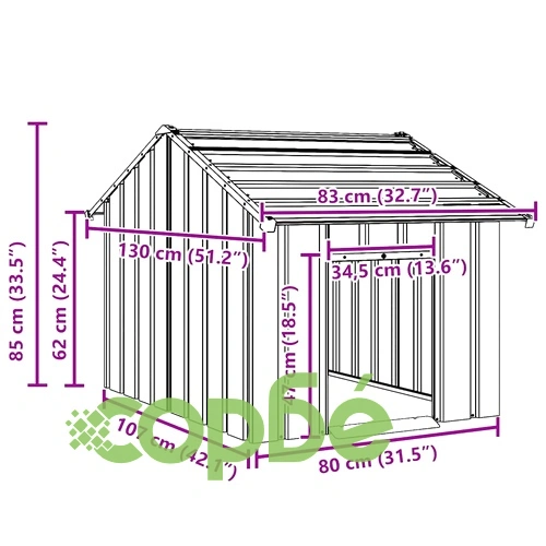 Къща за кучета с покрив 83x130x85 cm Поцинкована стомана ➤ топ цена ➤ sorbe.bg
