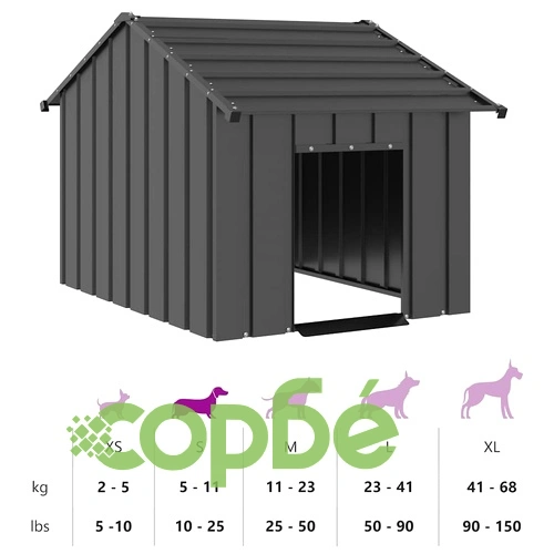 Къща за кучета с покрив 83x130x85 cm Поцинкована стомана ➤ топ цена ➤ sorbe.bg