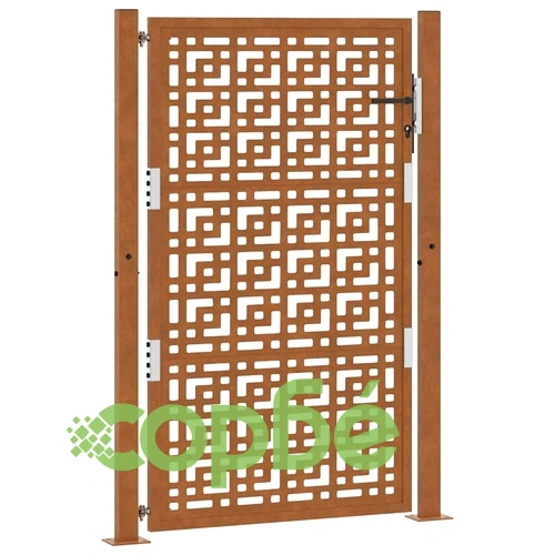 Градинска порта 105x155cm Кръстовиден дизайн атмосферна стомана ➤ топ цена ➤ sorbe.bg