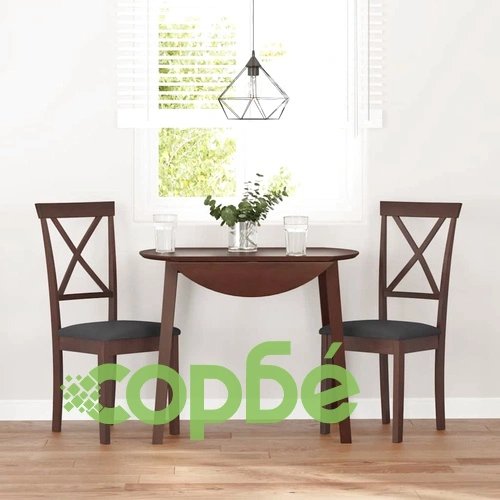 Трапезни столове с възглавници 2бр Кафяв масивна дървесина гума ➤ топ цена ➤ sorbe.bg