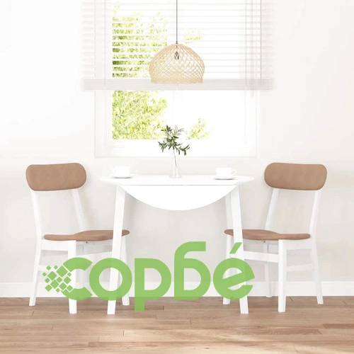 Трапезни столове с възглавници 2 бр Бяла масивна дървесина гума ➤ топ цена ➤ sorbe.bg