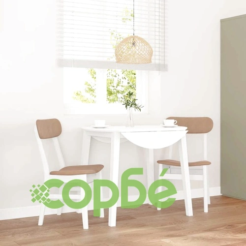 Трапезни столове с възглавници 2 бр Бяла масивна дървесина гума ➤ топ цена ➤ sorbe.bg