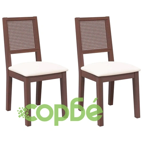 Трапезни столове с възглавници 2бр Кафяв масивна дървесина гума ➤ топ цена ➤ sorbe.bg