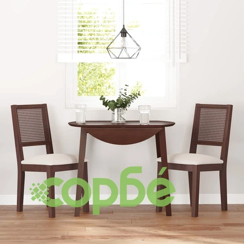 Трапезни столове с възглавници 2бр Кафяв масивна дървесина гума ➤ топ цена ➤ sorbe.bg