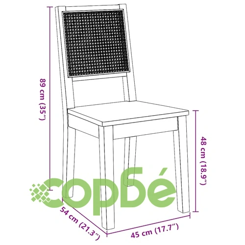 трапезни столове 2 бр. масивна дървесина гума ➤ топ цена ➤ sorbe.bg