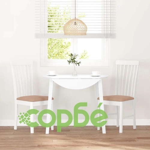 Трапезни столове с възглавници 2 бр Бяла масивна дървесина гума ➤ топ цена ➤ sorbe.bg