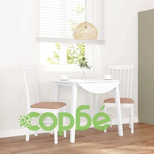 Трапезни столове с възглавници 2 бр Бяла масивна дървесина гума ➤ топ цена ➤ sorbe.bg