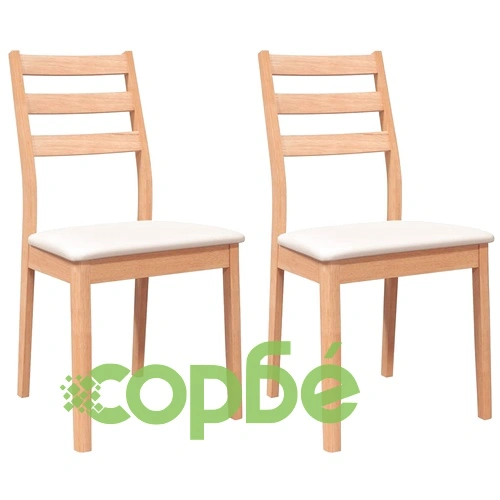 Трапезни столове с възглавници 2 бр Естествено масивно дърво ➤ топ цена ➤ sorbe.bg