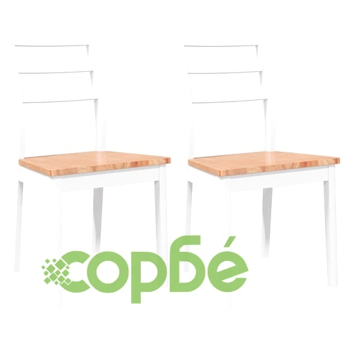 трапезни столове 2 бр. бяла масивна дървесина гума ➤ топ цена ➤ sorbe.bg