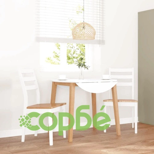 трапезни столове 2 бр. бяла масивна дървесина гума ➤ топ цена ➤ sorbe.bg