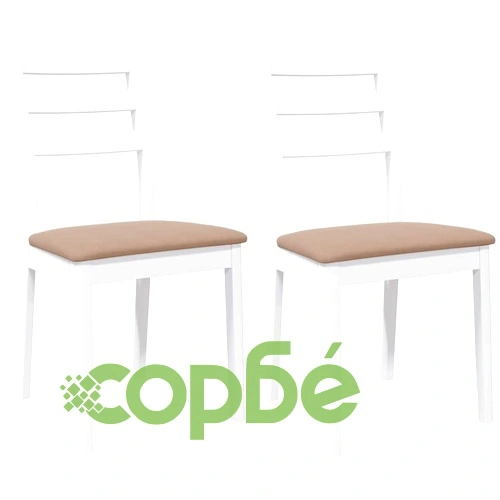 Трапезни столове с възглавници 2 бр Бяла масивна дървесина гума ➤ топ цена ➤ sorbe.bg