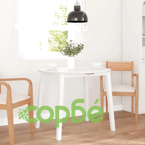 трапезна маса бяла масивна дървесина гума ➤ топ цена ➤ sorbe.bg