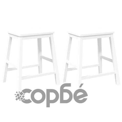 Бар столове 2 бр Бяла масивна дървесина гума ➤ топ цена ➤ sorbe.bg