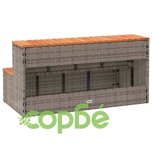 Стъпало за джакузи сиво 100x50x50,5 cm Поли ратан ➤ топ цена ➤ sorbe.bg