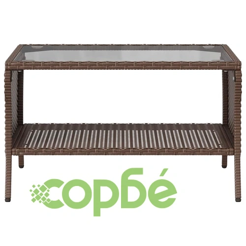 Градински диван с 2 седалки и възглавници&Маса Кафяв поли ратан ➤ топ цена ➤ sorbe.bg