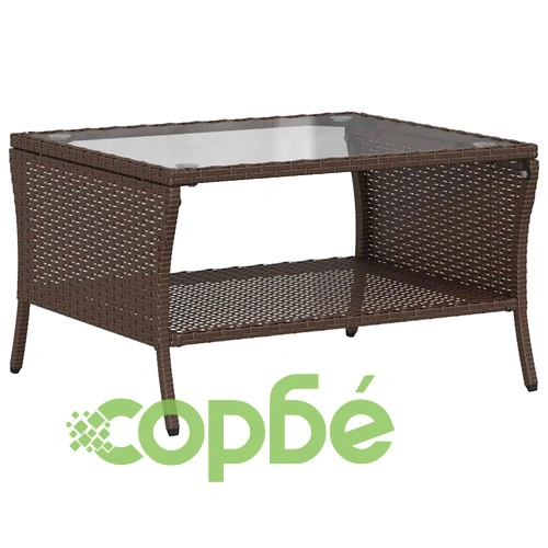 Градински диван с 2 седалки и възглавници&Маса Кафяв поли ратан ➤ топ цена ➤ sorbe.bg