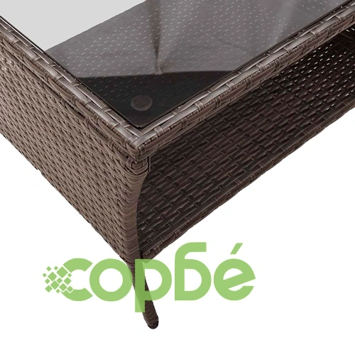 Градински диван с 2 седалки и възглавници&Маса Кафяв поли ратан ➤ топ цена ➤ sorbe.bg