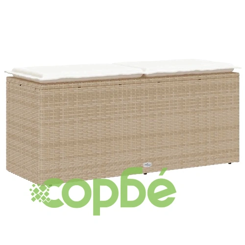 Градинска пейка с възглавница Бежова 110x40x44 cm Поли ратан ➤ топ цена ➤ sorbe.bg