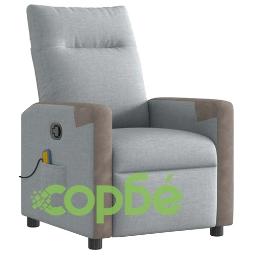 Масажен реклайнер стол, светлосив, текстил ➤ топ цена ➤ sorbe.bg