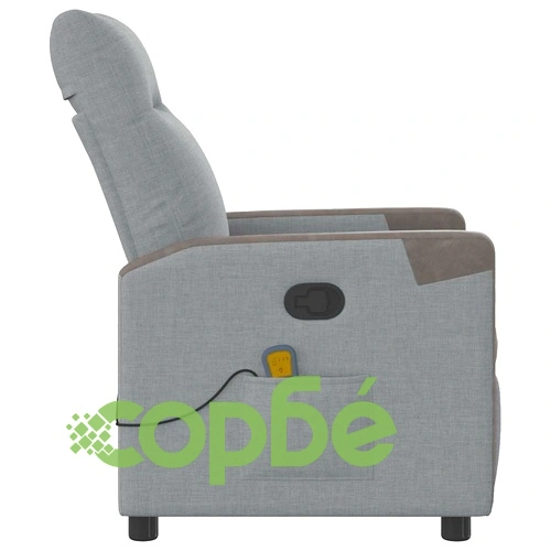 Масажен реклайнер стол, светлосив, текстил ➤ топ цена ➤ sorbe.bg