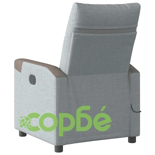 Масажен реклайнер стол, светлосив, текстил ➤ топ цена ➤ sorbe.bg